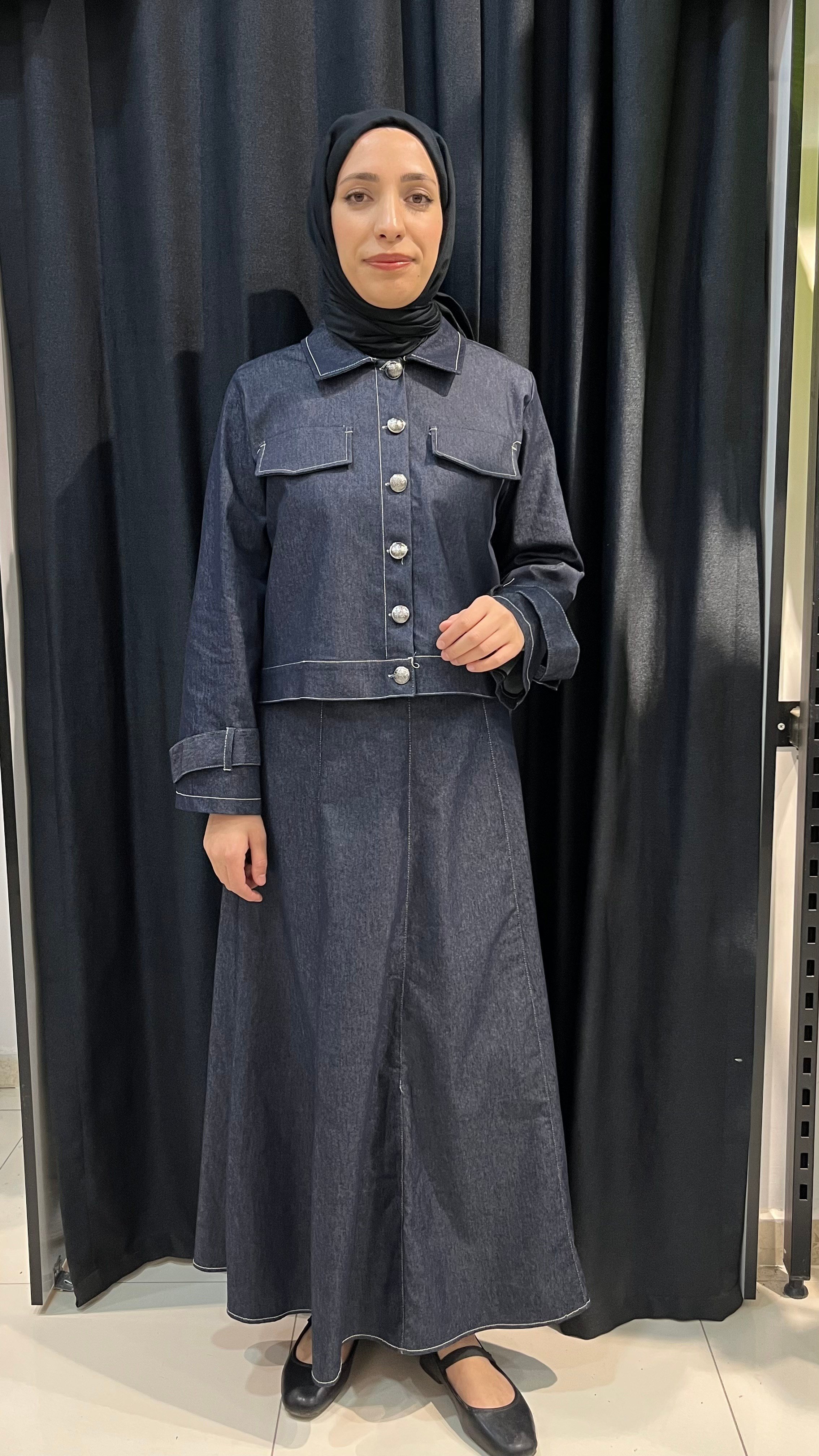 Liva Tensel Denim Ceketli Takım - Mavi