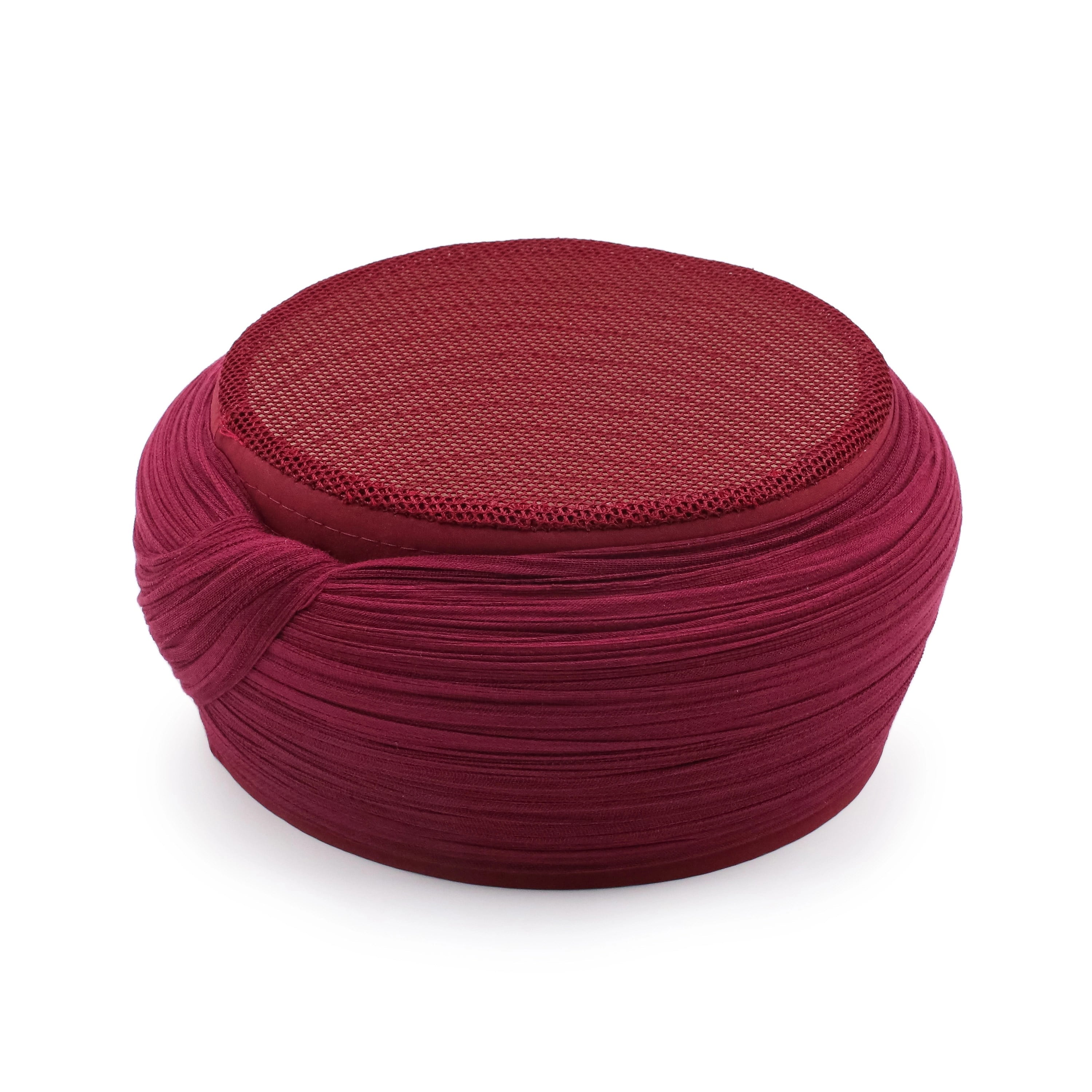 Fileli Sarık – Bordo Kumaş – Bordo Takke – Yuvarlak Sarım – Fileli – 7 Metre