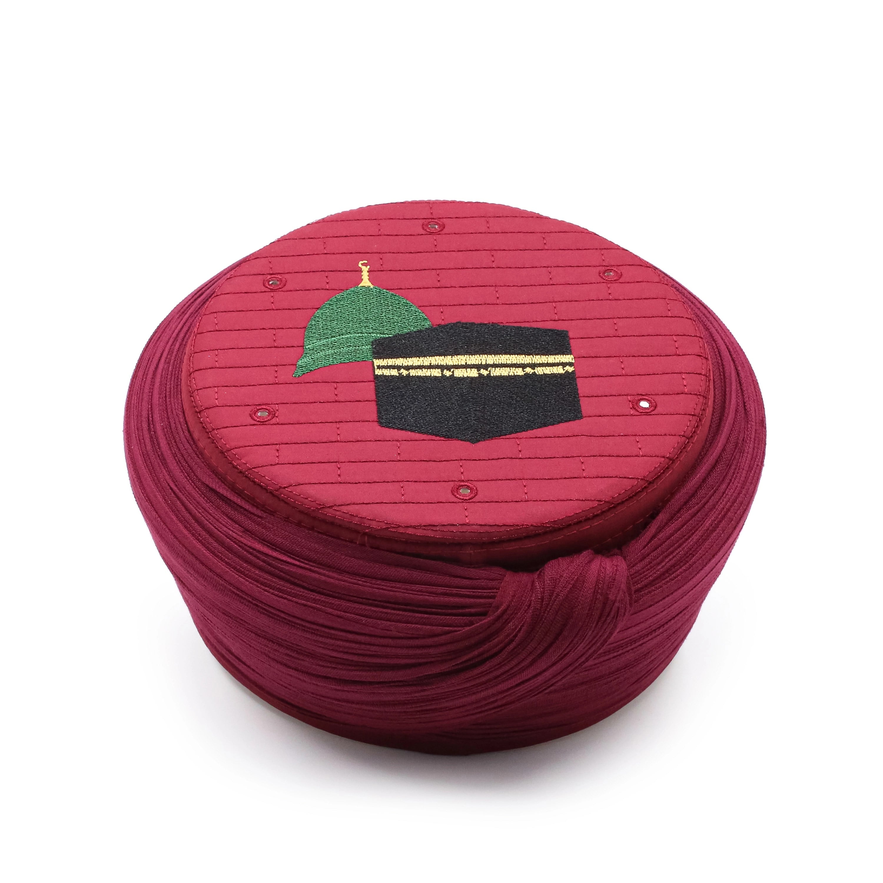 Hac Umre Sarığı – Bordo Kumaş – Bordo Takke – Düz Sarım – Mekke-Medine – 7 Metre