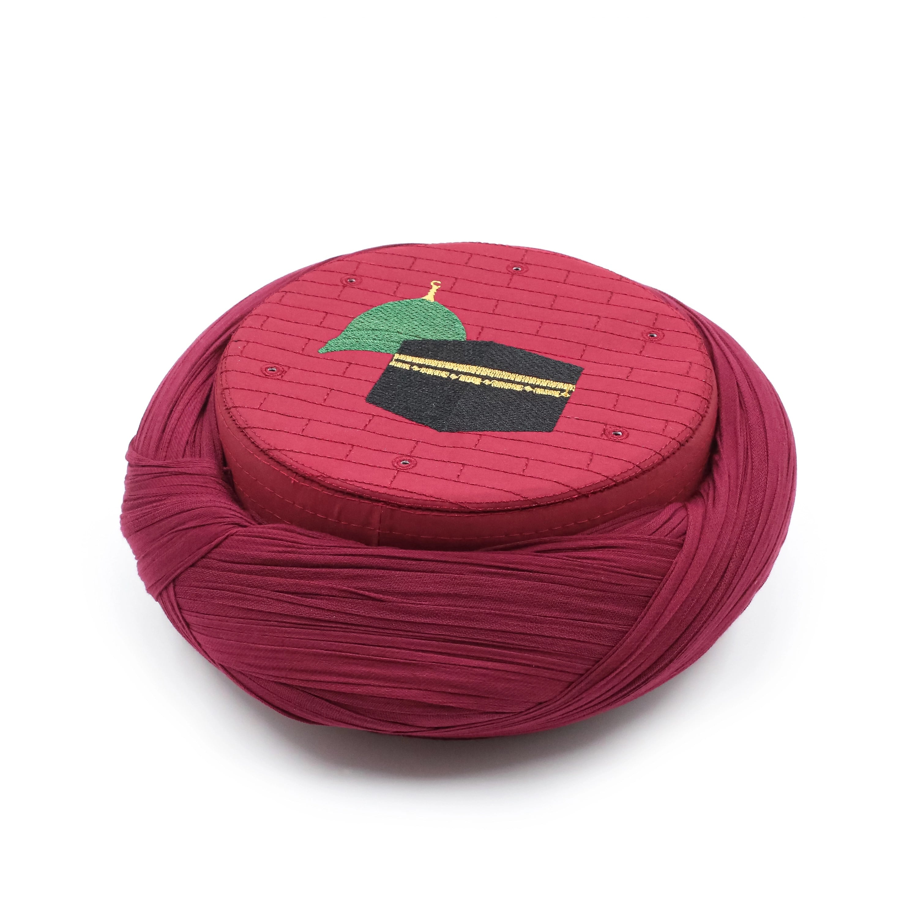 Hac Umre Sarığı – Bordo Kumaş – Bordo Takke – Çapraz Sarım – Mekke-Medine – 7 Metre