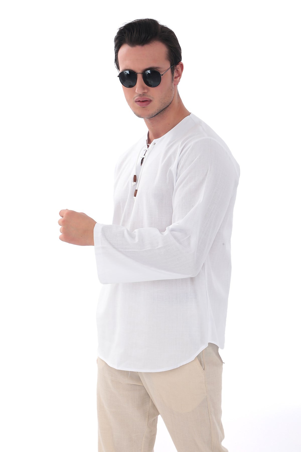 Oversize Erkek Gömlek – İpli Yakasız %100 Pamuk-SiyahOversize Erkek Gömlek – İpli Yakasız %100 Pamuk GOMLEKİP-01OVERSİZE GÖMLEK İPLİSUFFA