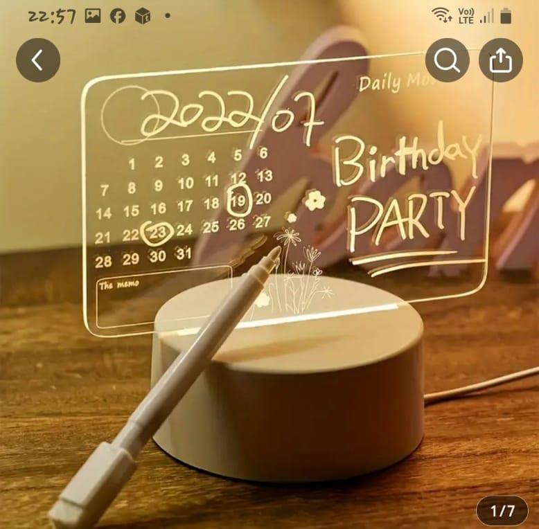 Işıklı Notlar için Şeffaf Masa Takvimi