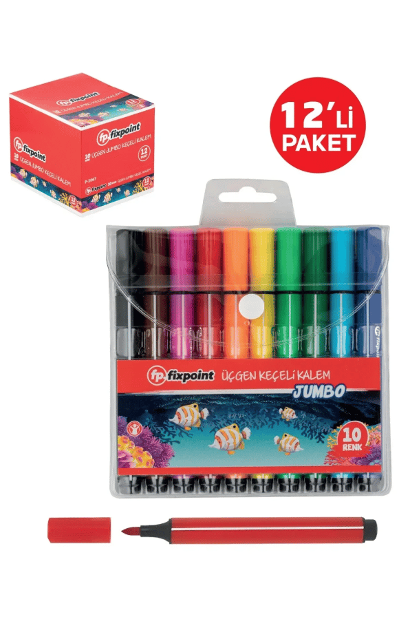 FixPoint Keçeli Kalem Üçgen Jumbo 10Rnk P-2067