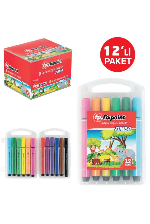 FixPoint Keçeli Kalem Üçgen Jumbo 12li P-5563