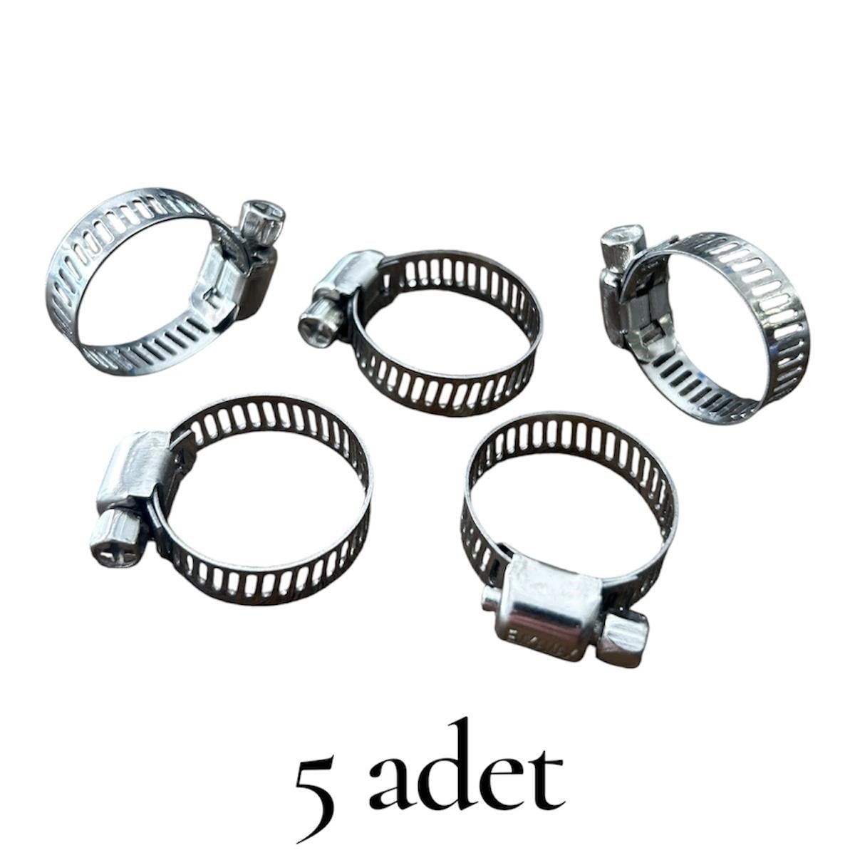 16-25 mm Metal Hortum Kelepçesi 5 Adet - Paslanmaz Çelik Sıkma Kelepçesi, Ayarlanabilir Boru Kelepçesi 8 mm