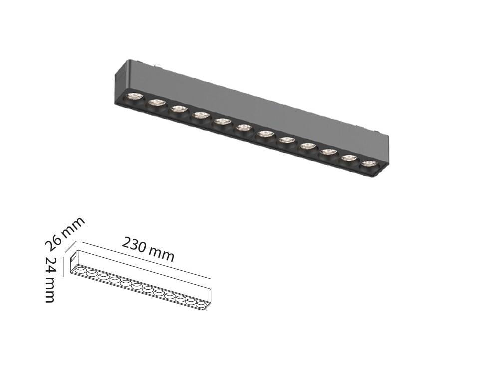 Molled 23Cm 12W Mercekli Slim Magnet Aydınlatma MOL6055