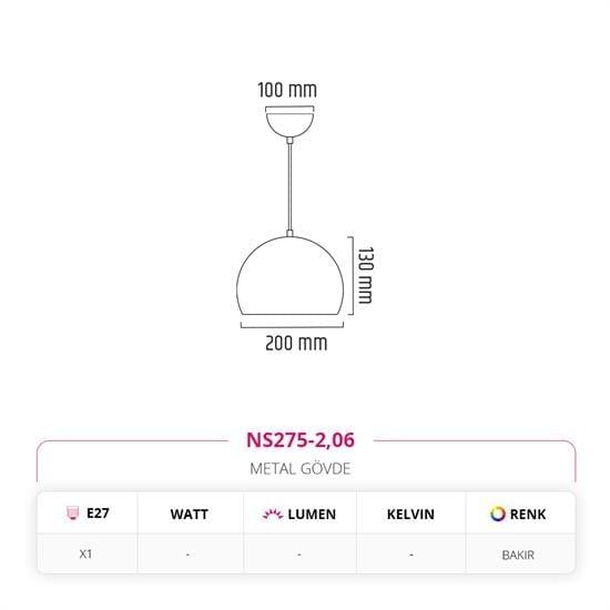 Nevo 20 cm Tekli Top Sarkıt Bakır NS275-2