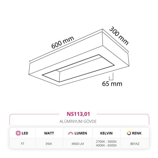 Nevo 30 x 60 cm Linear Sarkıt Beyaz NS113