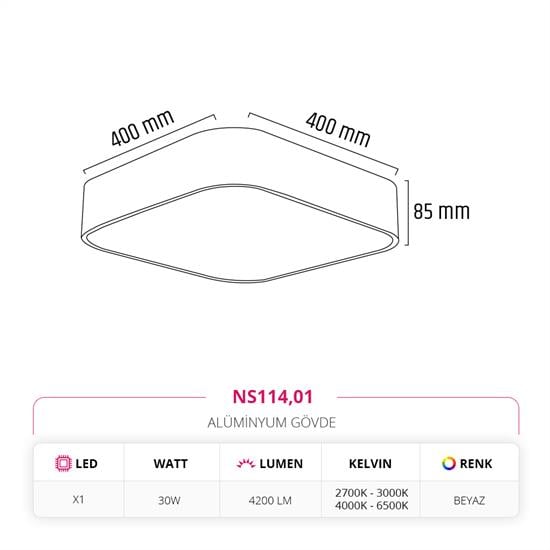 Nevo 40 cm Led Sarkıt Beyaz NS114