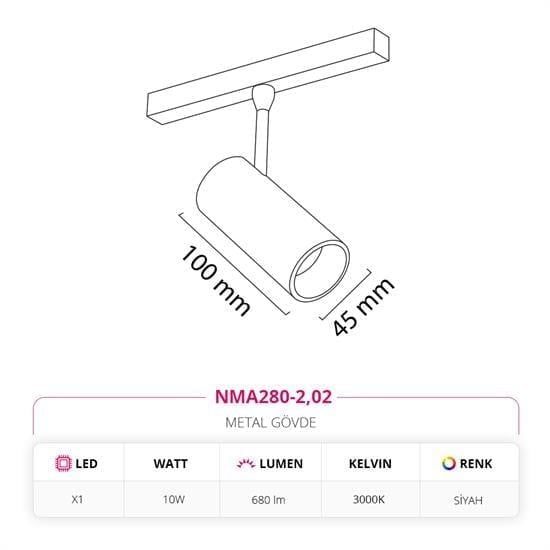 Nevo 48V Magnet Ray Spot Siyah NMA280-2