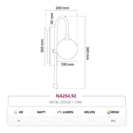 Nevo Dekoratif İç Mekan Aplik Bal NA254