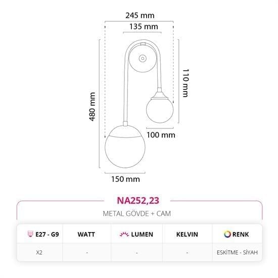 Nevo Dekoratif İç Mekan Aplik Eskitme NA252