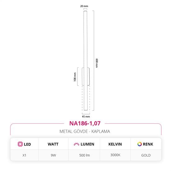 Nevo Dekoratif İç Mekan Aplik Gold NA186-1