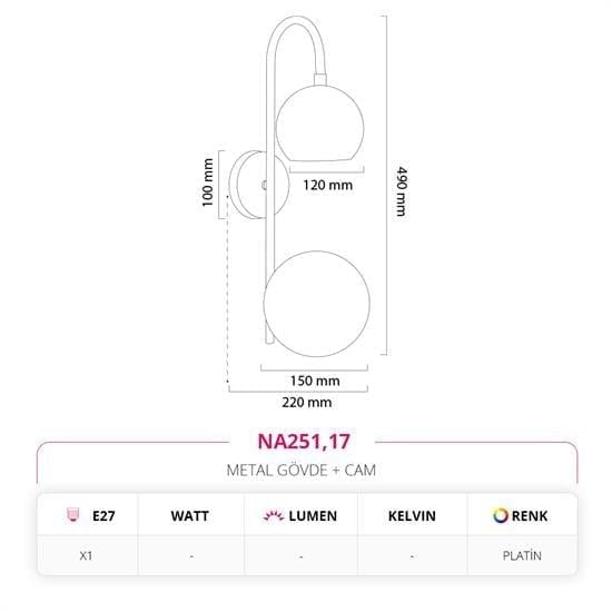 Nevo Dekoratif İç Mekan Aplik Platin NA251