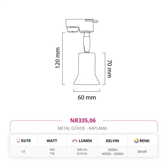 Nevo Dekoratif Ray Spot Bakır NR335