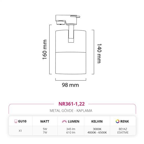 Nevo Dekoratif Ray Spot Beyaz Eskitme NR361-1