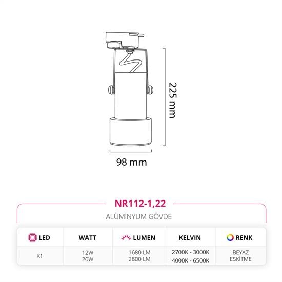 Nevo Dekoratif Ray Spot Beyaz Eskitme NR112-1
