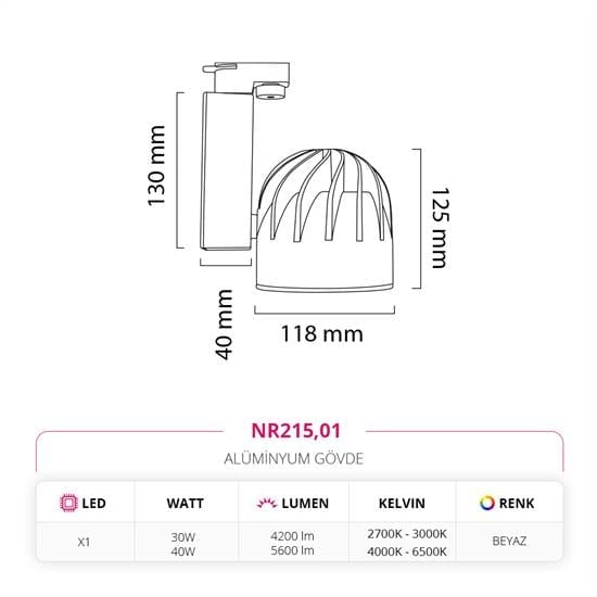 Nevo Dekoratif Ray Spot Beyaz NR215