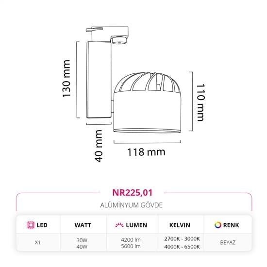 Nevo Dekoratif Ray Spot Beyaz NR225