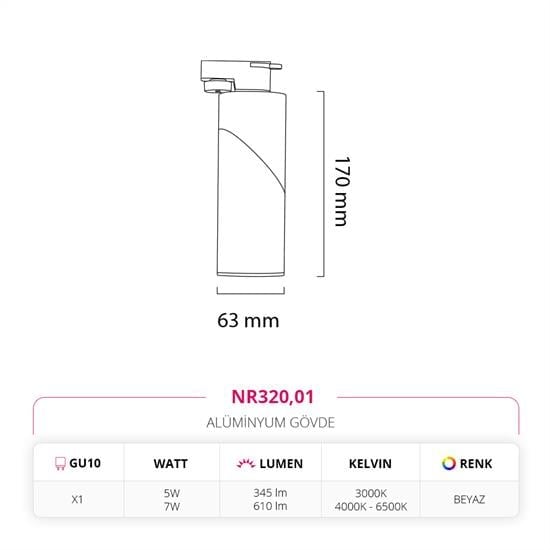 Nevo Dekoratif Ray Spot Beyaz NR320