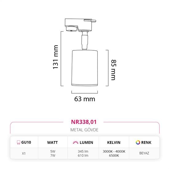 Nevo Dekoratif Ray Spot Beyaz NR338