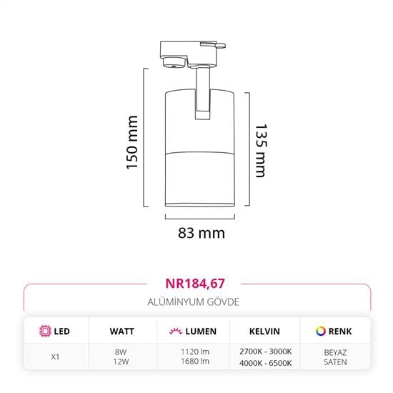 Nevo Dekoratif Ray Spot Beyaz Saten NR184