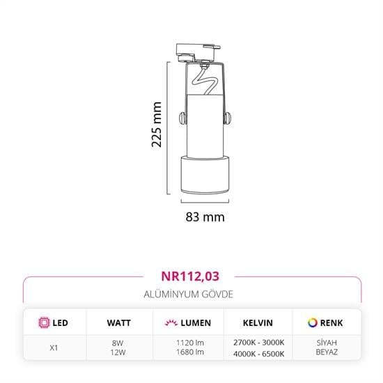 Nevo Dekoratif Ray Spot Siyah Beyaz NR112
