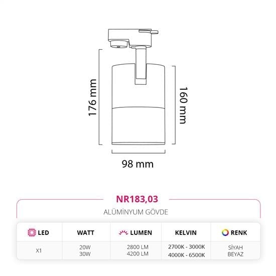 Nevo Dekoratif Ray Spot Siyah Beyaz NR183