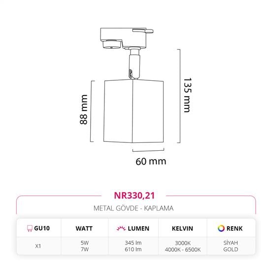 Nevo Dekoratif Ray Spot Siyah Gold NR330