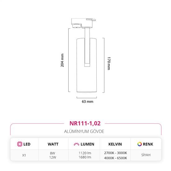 Nevo Dekoratif Ray Spot Siyah NR111-1