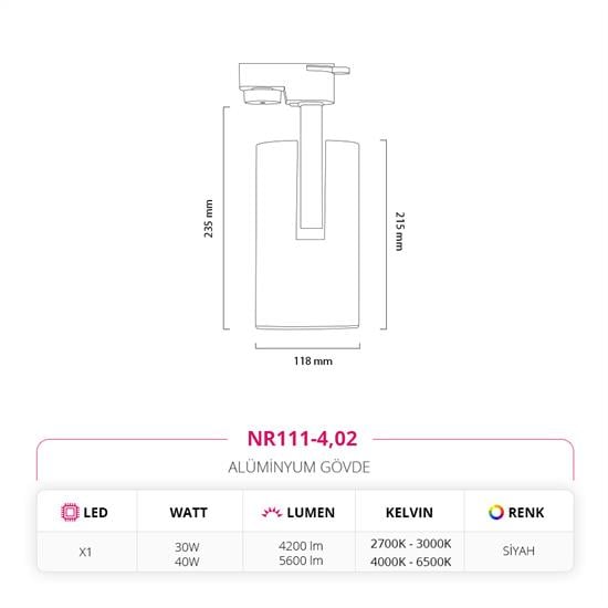 Nevo Dekoratif Ray Spot Siyah NR111-4