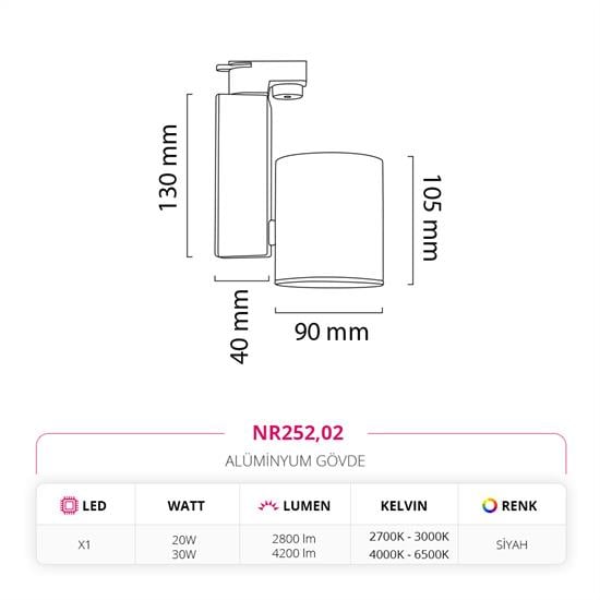 Nevo Dekoratif Ray Spot Siyah NR252
