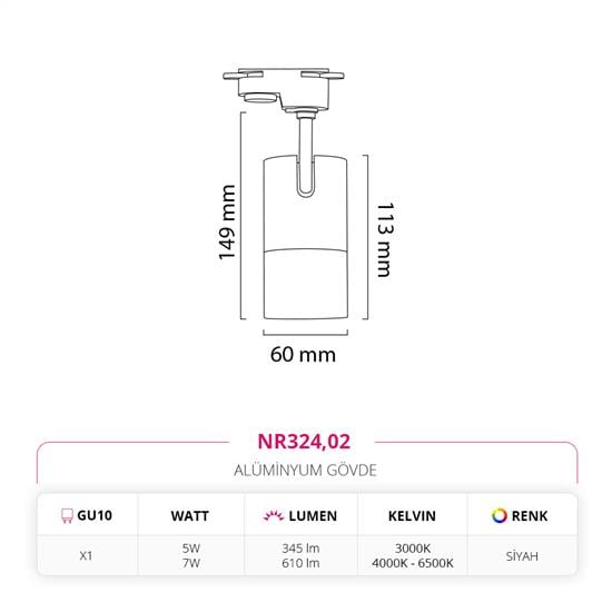 Nevo Dekoratif Ray Spot Siyah NR324