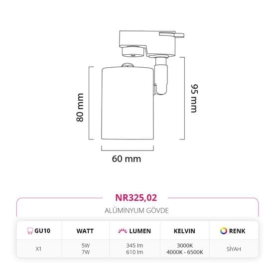 Nevo Dekoratif Ray Spot Siyah NR325
