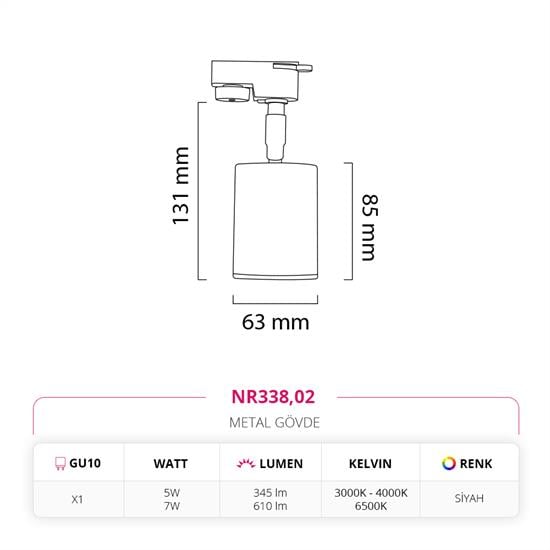 Nevo Dekoratif Ray Spot Siyah NR338