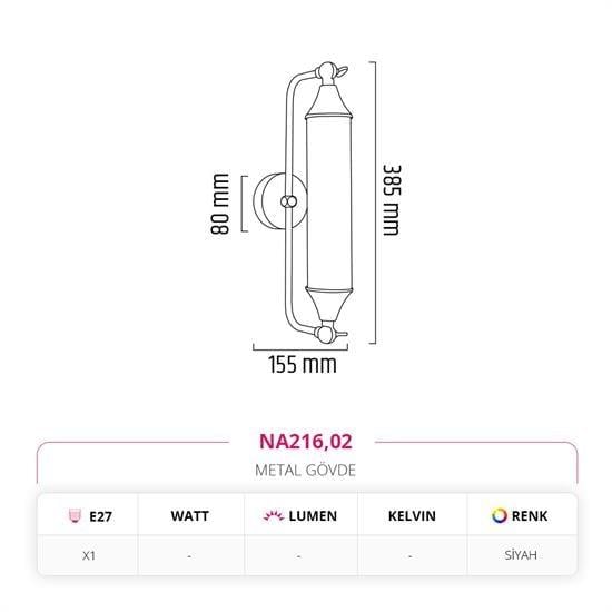 Nevo İç Mekan Aplik Siyah NA216