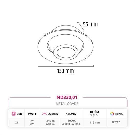Nevo Sıva Altı Led Spot Beyaz ND330