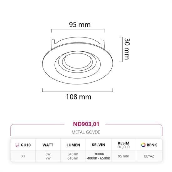Nevo Sıva Altı Led Spot Beyaz ND903