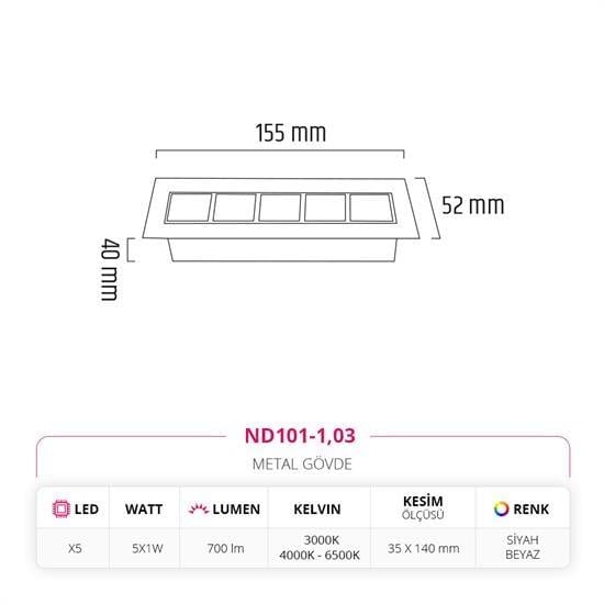 Nevo Sıva Altı Led Spot Beyaz Siyah ND101-1