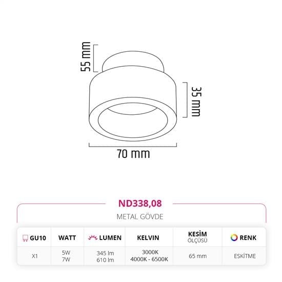 Nevo Sıva Altı Led Spot Eskitme ND338