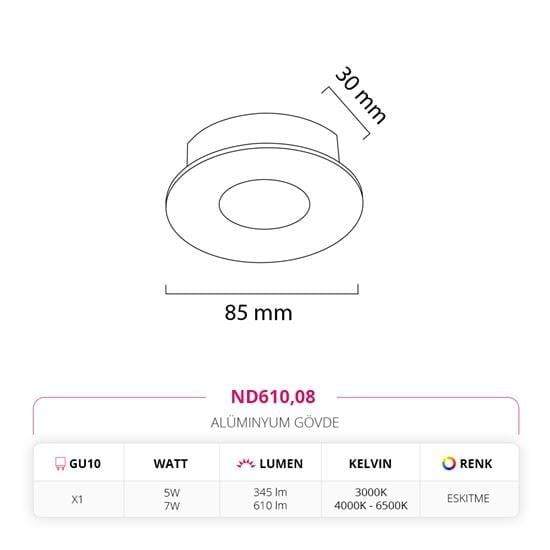 Nevo Sıva Altı Led Spot Eskitme ND610