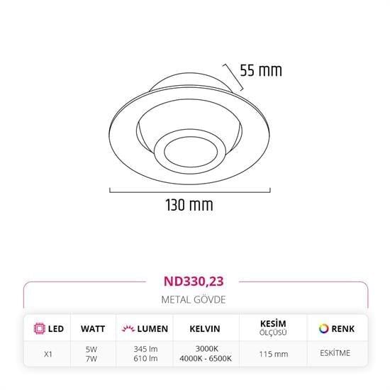 Nevo Sıva Altı Led Spot Eskitme Siyah ND330