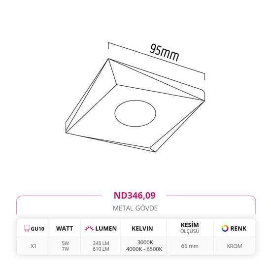 Nevo Sıva Altı Led Spot Krom ND346