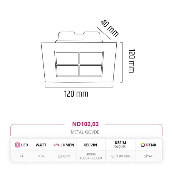 Nevo Sıva Altı Led Spot Siyah ND102