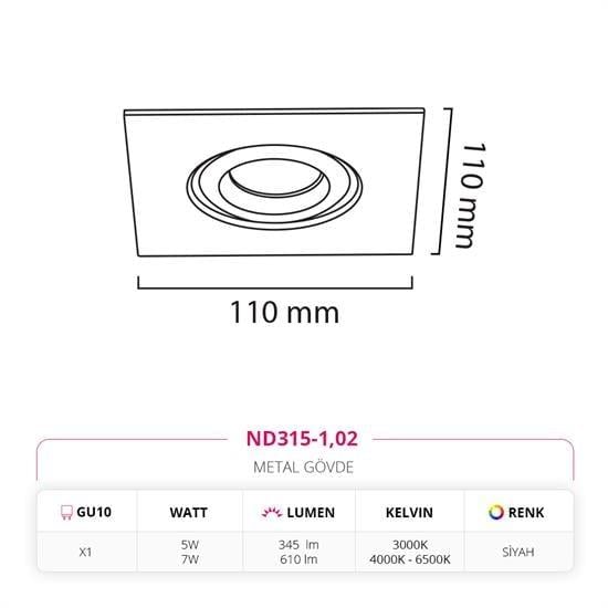 Nevo Sıva Altı Led Spot Siyah ND315-1