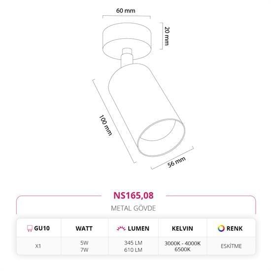 Nevo Sıva Üstü LED Spot Eskitme NS165