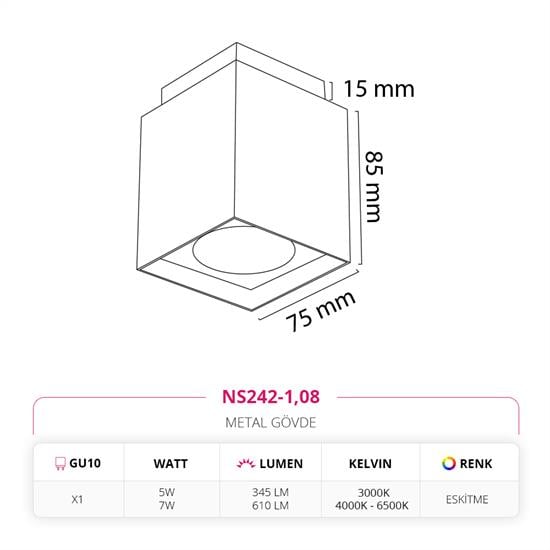 Nevo Sıva Üstü Led Spot Eskitme NS242-1