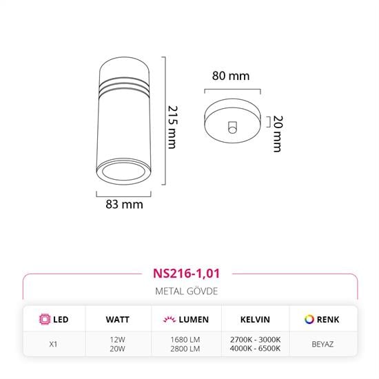 Nevo Tekli Led Sarkıt Beyaz NS216-1