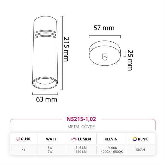 Nevo Tekli Led Sarkıt Siyah NS215-1