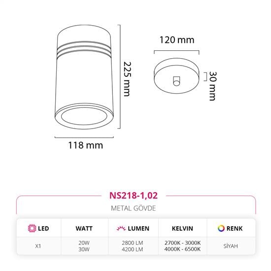 Nevo Tekli Led Sarkıt Siyah NS218-1